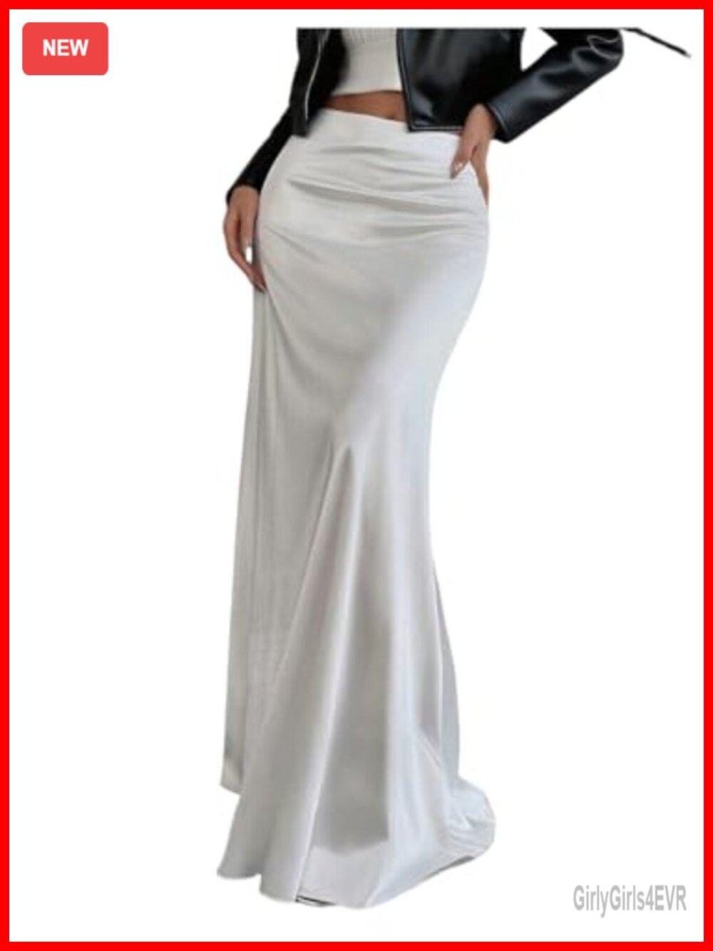 Flowy Ruffle Hem Satin Maxi Skirt High Waist Ruched Formal Party